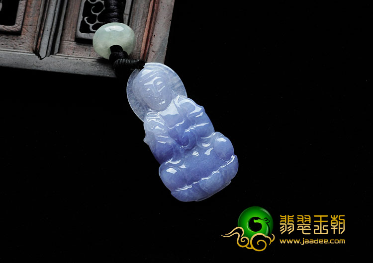 糯冰种紫罗兰缅甸翡翠观音挂件