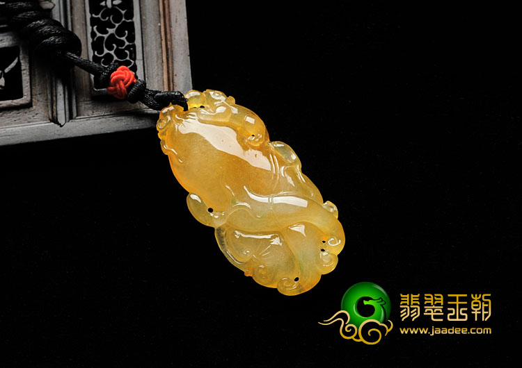 冰种黄翡缅甸翡翠人生如意挂件