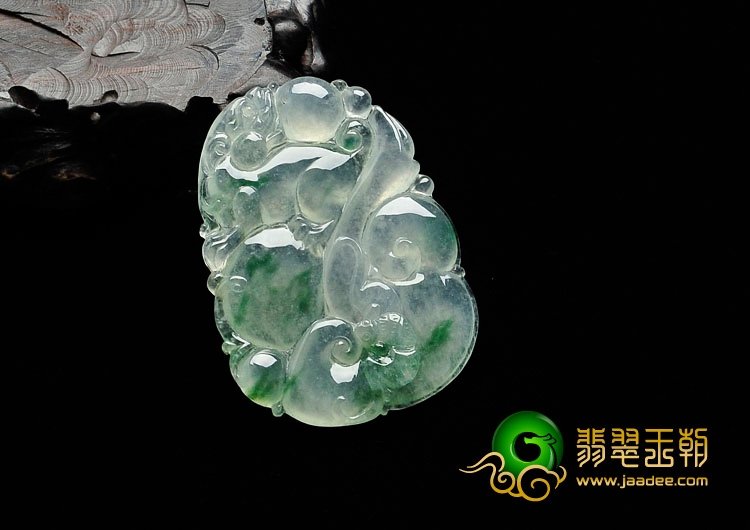 冰种飘花缅甸翡翠如意寿挂件