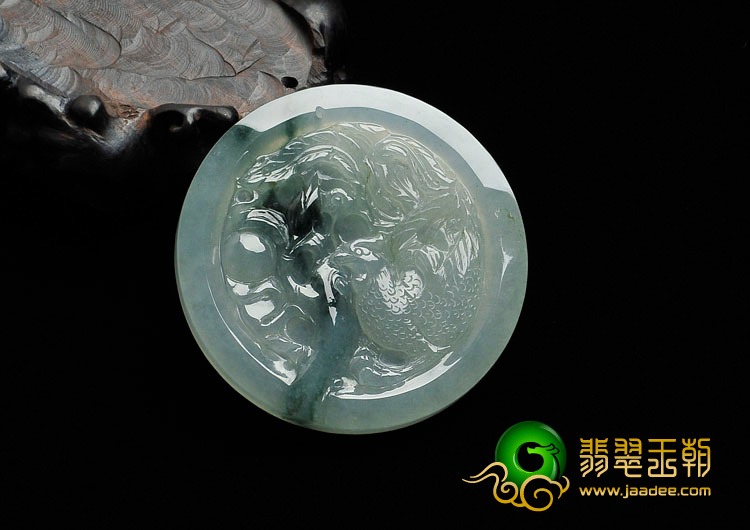 冰种飘花缅甸翡翠凤凰祥图挂件