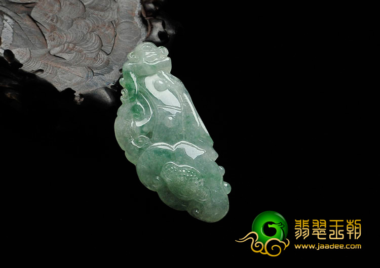 糯冰种翠色缅甸翡翠如意寿挂件