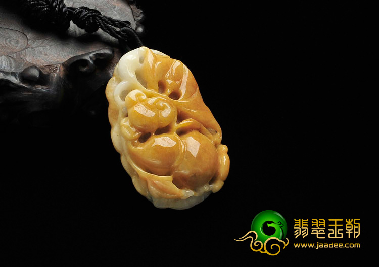 细糯种黄翡缅甸翡翠福禄寿挂件