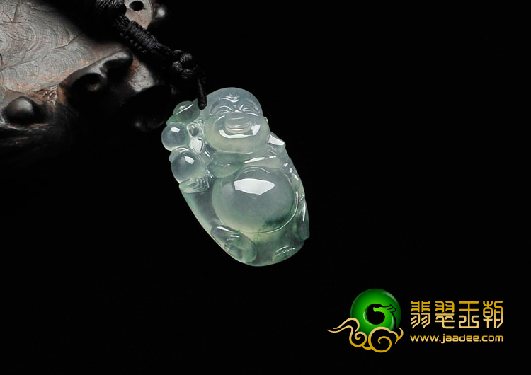 冰种飘花缅甸翡翠逍遥佛挂件