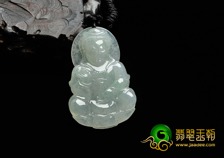 糯冰种晴水缅甸翡翠观音挂件