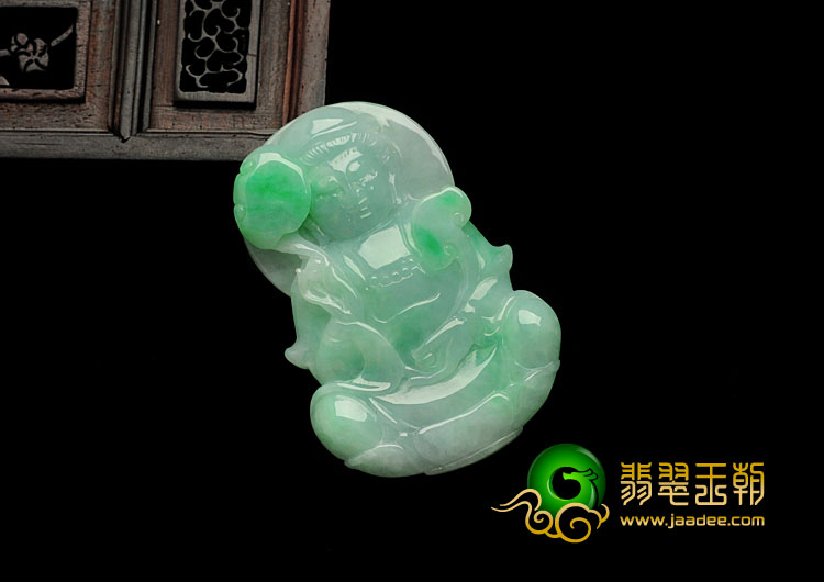 糯冰种飘翠缅甸翡翠观音挂件