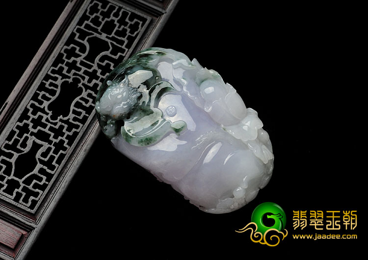 糯冰种飘花缅甸翡翠富贵花开手玩件