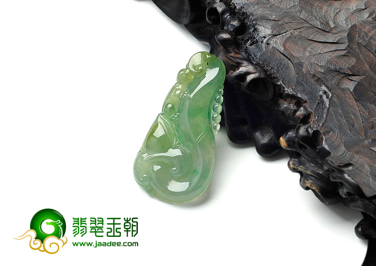 冰种黄加绿缅甸翡翠如意寿挂件