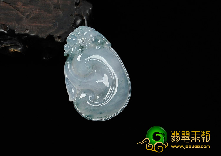 冰种飘花缅甸翡翠如意寿挂件