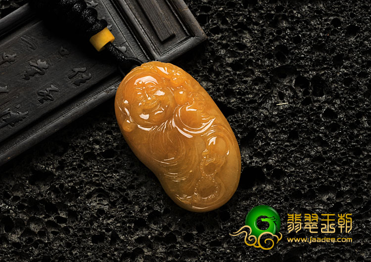 糯冰种红黄翡缅甸翡翠玉佛挂件