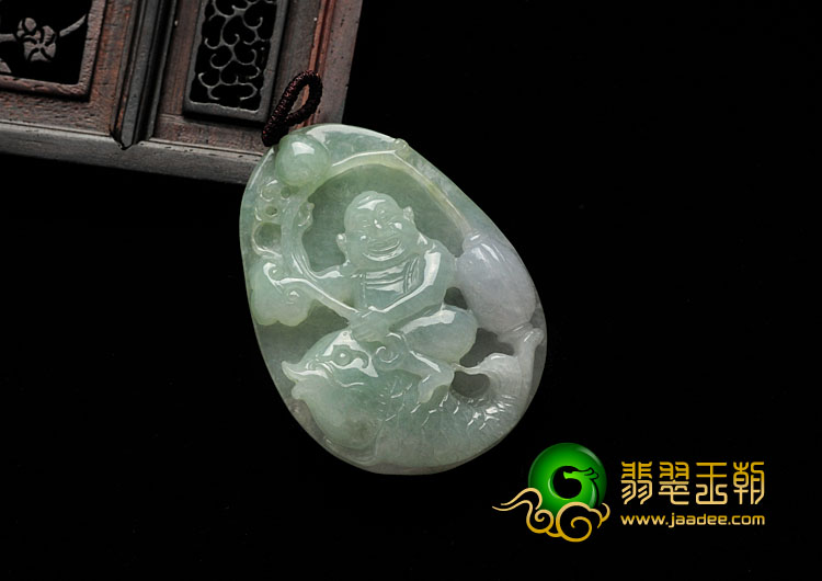 糯冰种晴水缅甸翡翠吉庆有余挂件