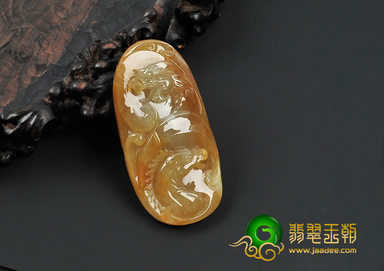 糯冰种黄翡缅甸翡翠龙马精神挂件