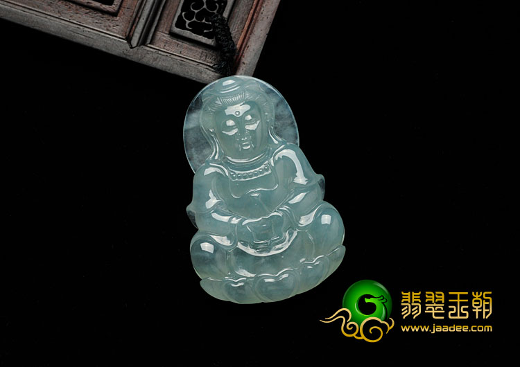 冰种晴水缅甸翡翠观音挂件