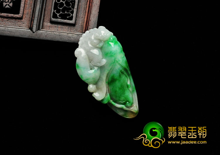 糯冰种黄加绿缅甸翡翠欢喜福如意挂件