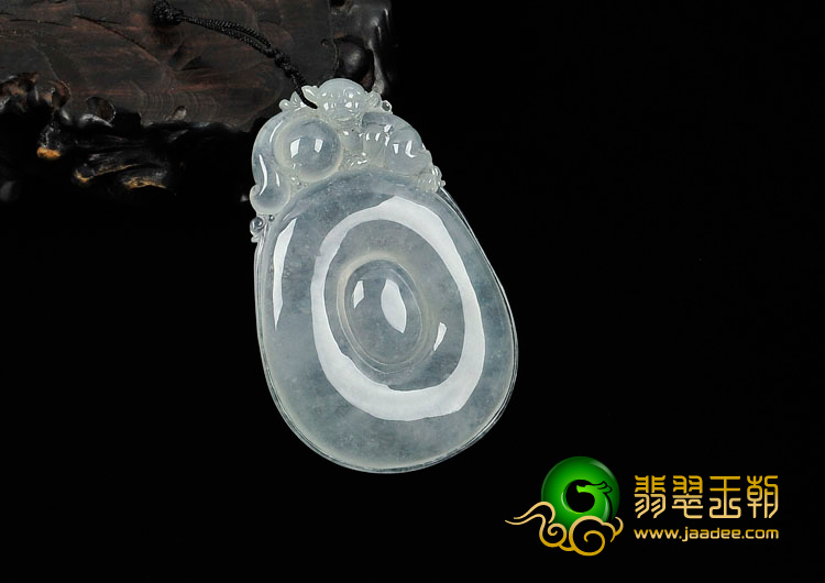 冰种晴水缅甸翡翠福在眼前挂件