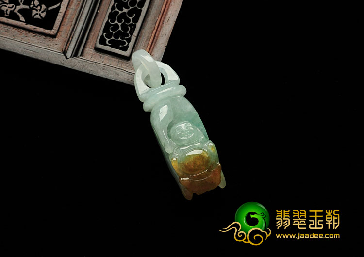 糯冰种晴水褐黄翡缅甸翡翠佛手挂件