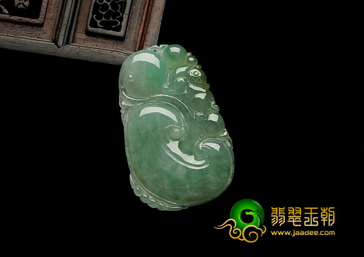 糯冰种晴水缅甸翡翠如意寿挂件