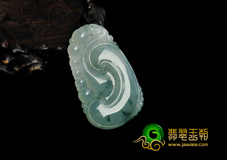 冰种飘花缅甸翡翠如意寿挂件