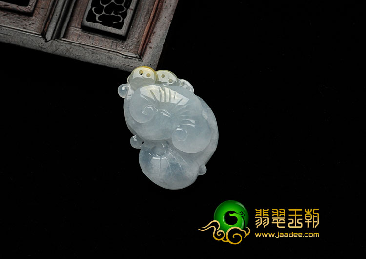 糯冰种淡紫罗兰黄翡缅甸翡翠如意挂件