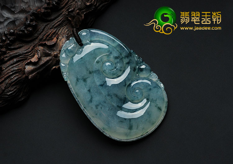 冰种飘花缅甸翡翠如意寿挂件