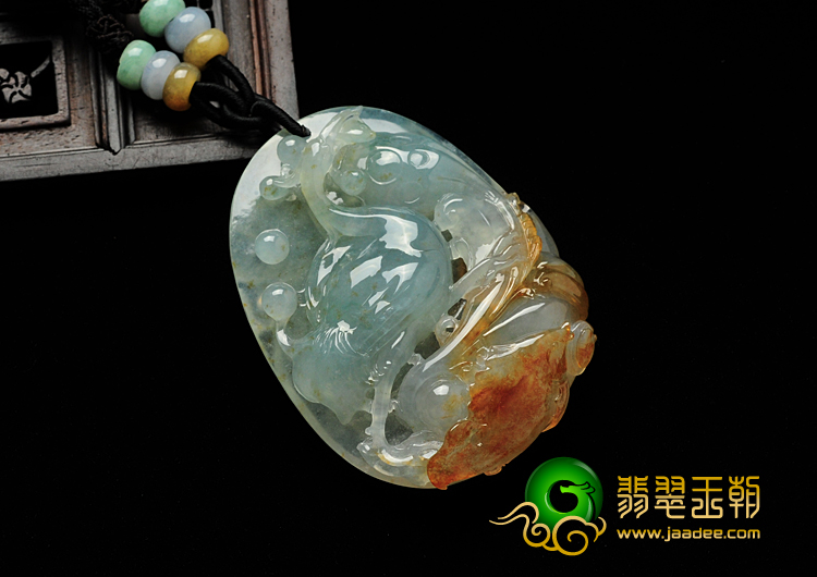 冰种晴水红黄翡缅甸翡翠一路连科挂件