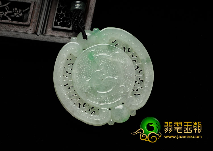 糯冰种飘翠缅甸翡翠平安福挂件