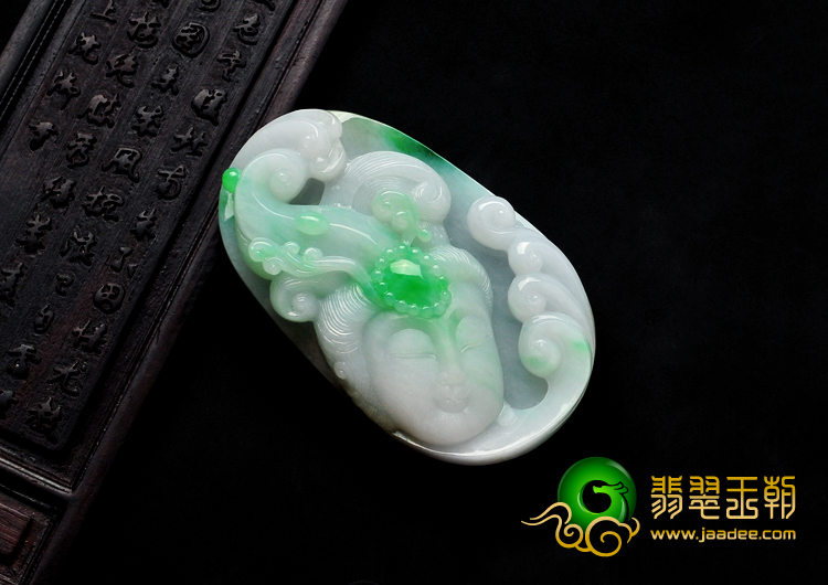 糯冰种飘翠缅甸翡翠观音头挂件