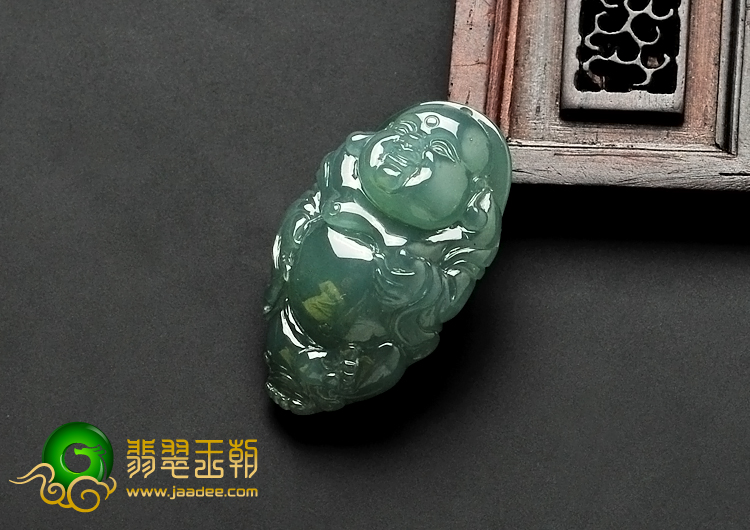 冰种蓝晴水缅甸翡翠逍遥佛挂件