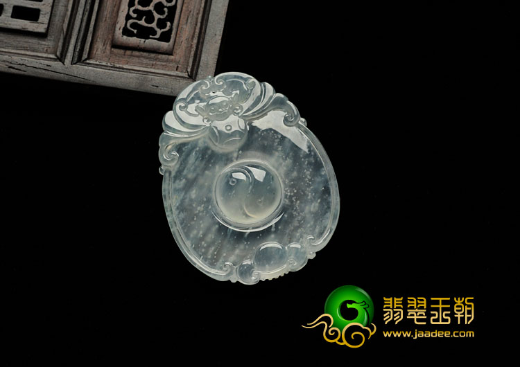 冰玻种缅甸翡翠福在眼前挂件