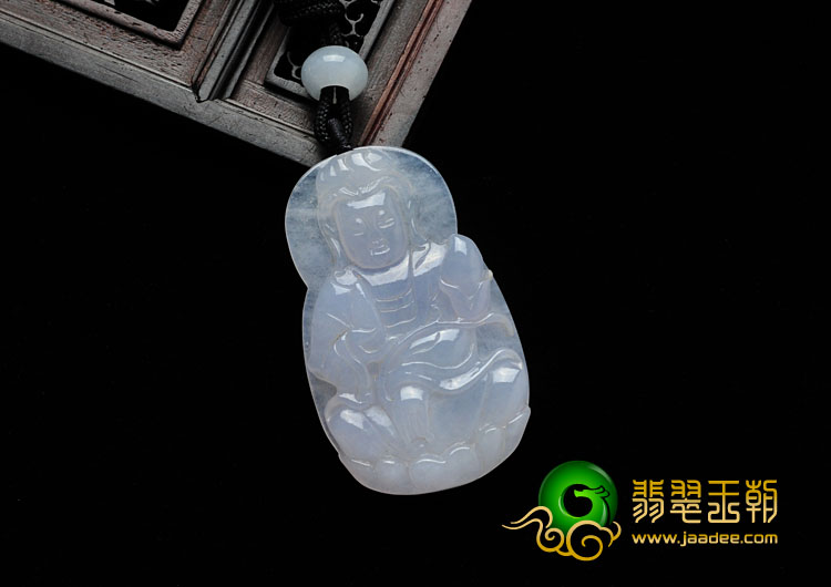 冰种淡紫罗兰缅甸翡翠观音挂件