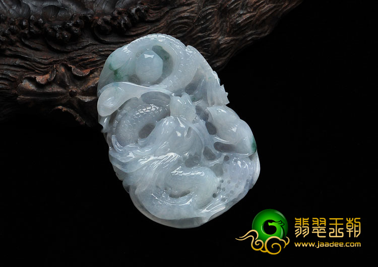 糯冰种略飘花缅甸翡翠望子成龙挂件