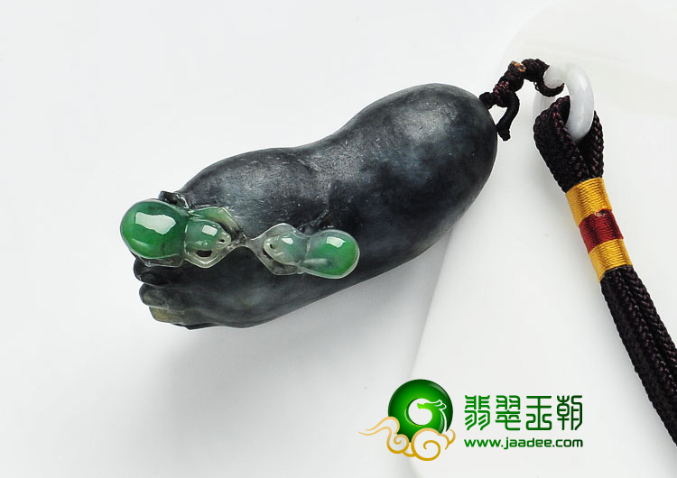 细糯种水墨色飘翠缅甸翡翠知足常乐手玩件