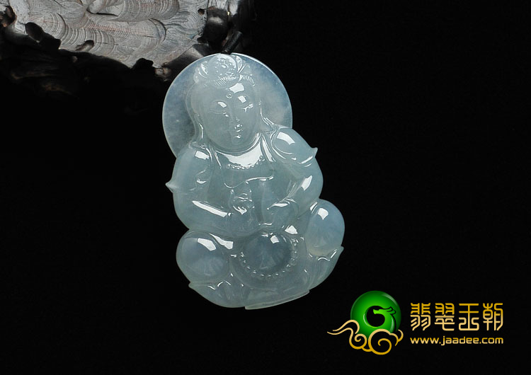 冰种晴水缅甸翡翠观音挂件