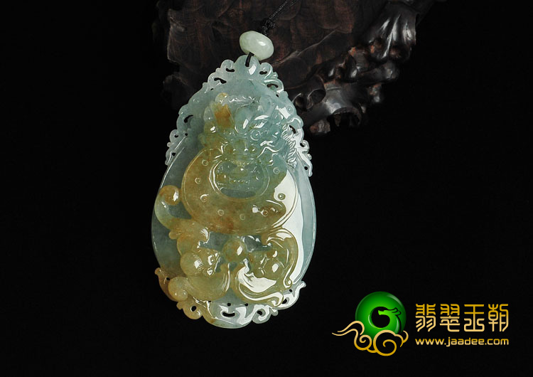 糯冰种晴水黄翡缅甸翡翠福从天降挂件