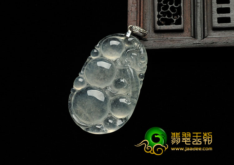 冰玻种缅甸翡翠镶金扣有求必应挂件