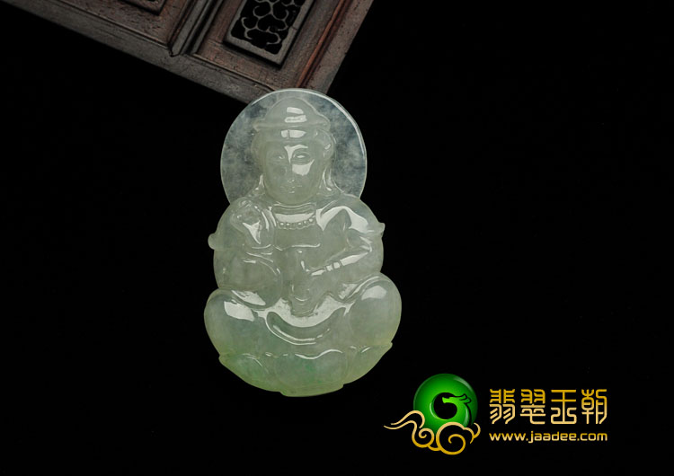 冰种晴水略飘翠缅甸翡翠观音挂件
