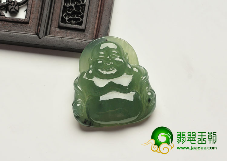 冰种油青缅甸翡翠玉佛挂件