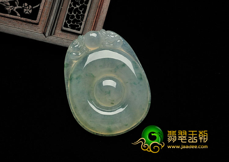 冰种飘花缅甸翡翠福在眼前挂件