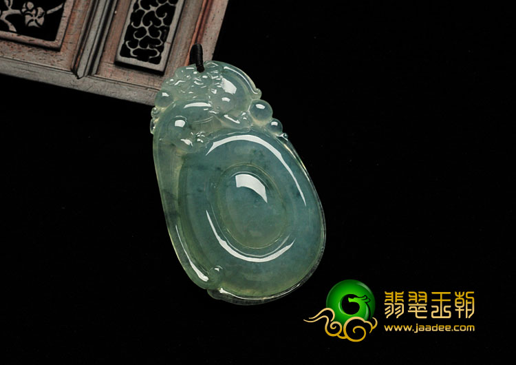 冰种飘花缅甸翡翠福在眼前挂件