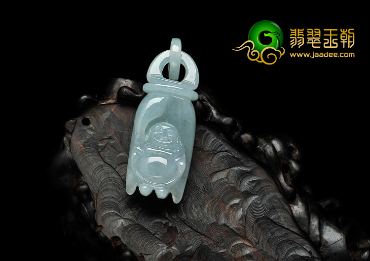 糯冰种晴水缅甸翡翠如手执佛挂件