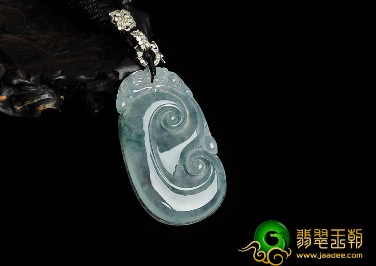冰玻种飘花缅甸翡翠如意寿挂件