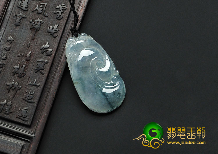 冰种飘花缅甸翡翠如意寿挂件