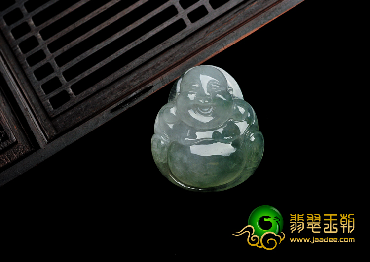 糯冰种飘花缅甸翡翠A货玉佛挂件