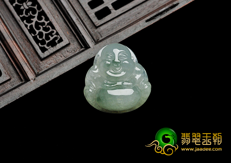 糯冰种飘花缅甸翡翠A货玉佛挂件