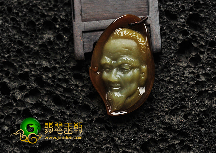 糯冰种褐红翡缅甸翡翠A货智叟挂件