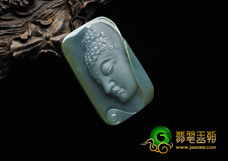 细糯种蓝晴水带褐黄翡缅甸翡翠A货释迦牟尼挂件