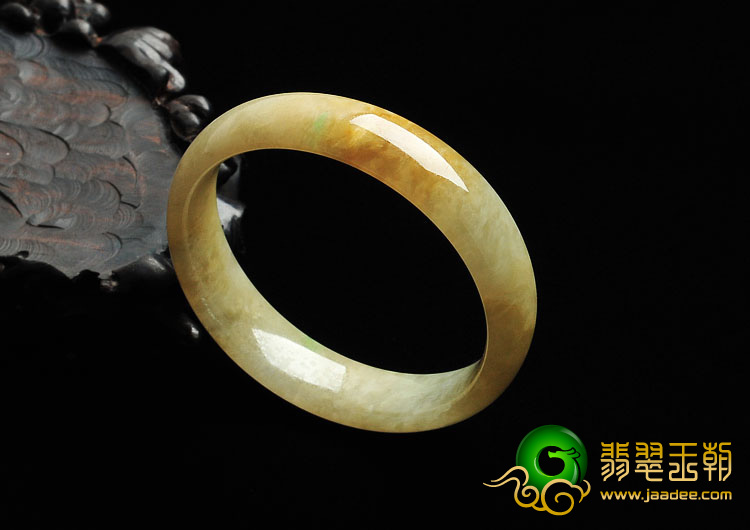 糯冰种黄翡缅甸翡翠A货手镯（53.2mm）