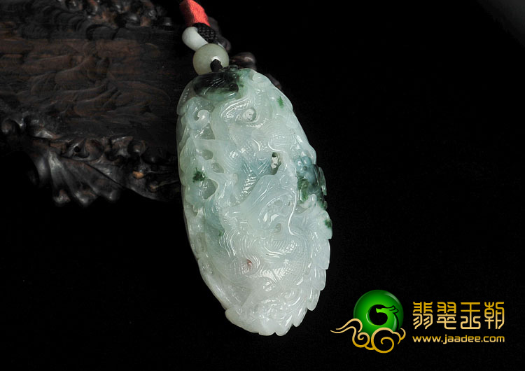 糯冰种飘花缅甸翡翠A货飞龙手玩件