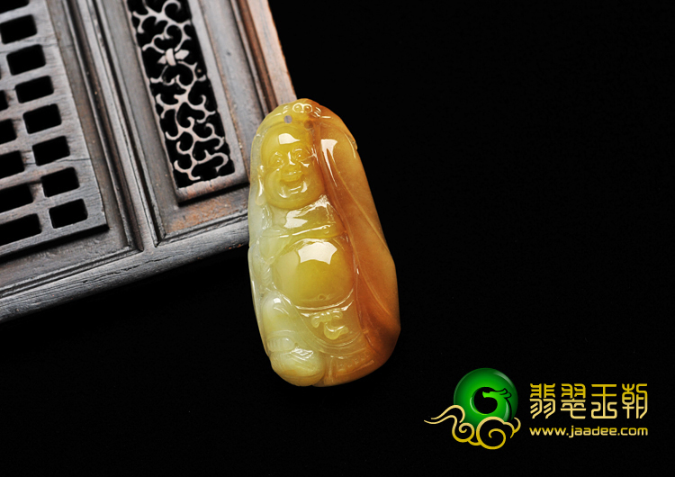 糯冰种红黄翡缅甸翡翠A货布袋佛挂件