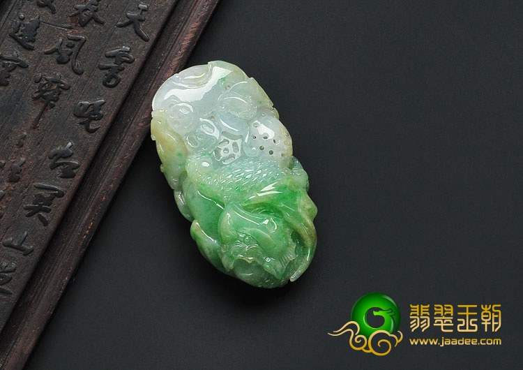 糯冰种三彩缅甸翡翠A货福从天降挂件