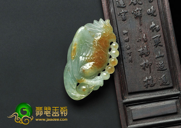 糯冰种晴水带褐黄翡缅甸翡翠A货英明神武挂件